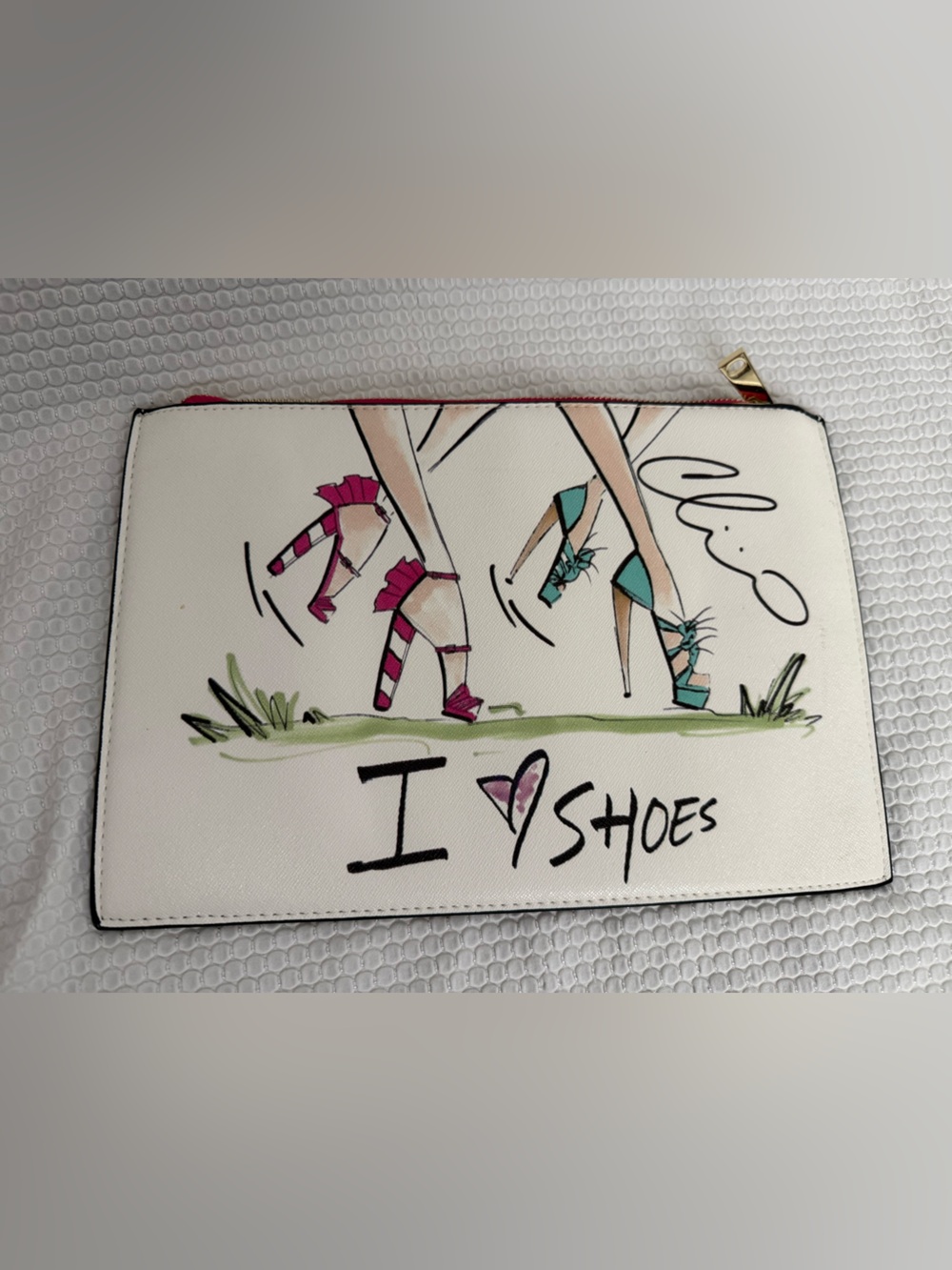 Christian Lacroix Pink Zip Pouch with Gold Interior